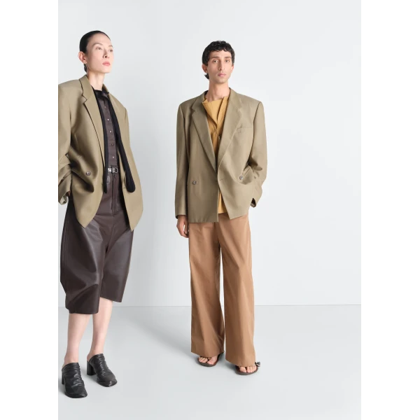 Lemaire Double Breasted Tailored Jacket in Tropical Polywool, view 3