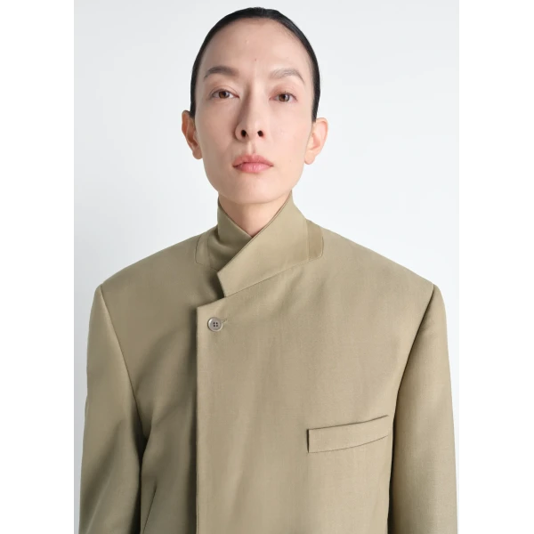 Lemaire Double Breasted Tailored Jacket in Tropical Polywool, view 5