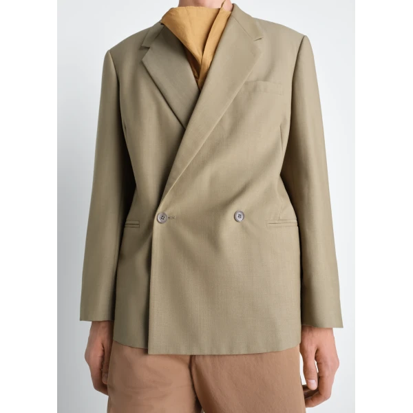 Lemaire Double Breasted Tailored Jacket in Tropical Polywool, view 6