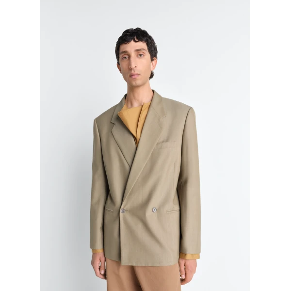 Lemaire Double Breasted Tailored Jacket in Tropical Polywool, view 7