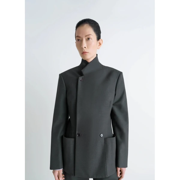 Lemaire Double-breasted Tailored Jacket in Polywool, view 3