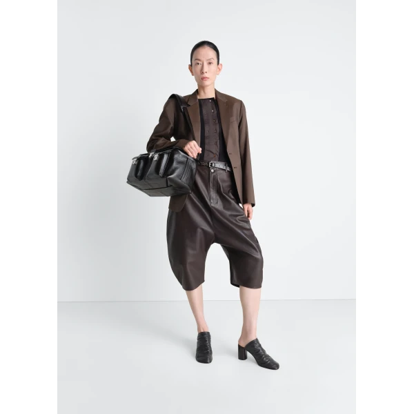 Lemaire Dropped Crotch Leather Bermudas Shorts, view 3