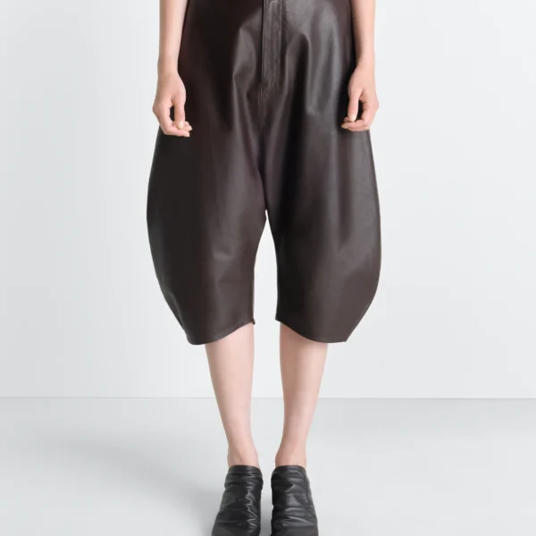 Lemaire Dropped Crotch Leather Bermudas - Shorts - Parisian Minimalist Luxury at Coveti