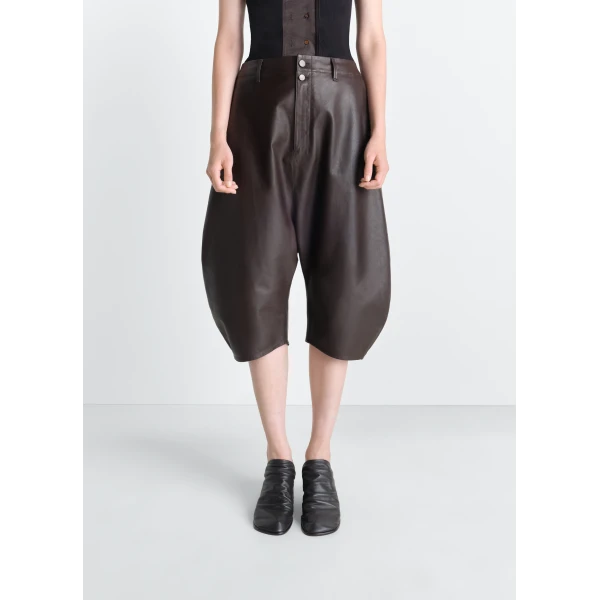 Lemaire Dropped Crotch Leather Bermudas Shorts, view 4