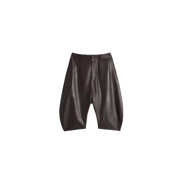 Lemaire Dropped Crotch Leather Bermudas - Shorts - Parisian Minimalist Luxury at Coveti