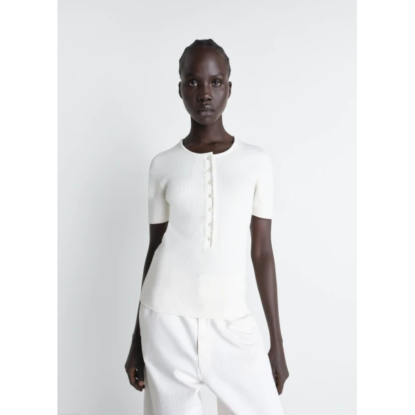 Lemaire Fitted Henley in Jersey Top, view 2