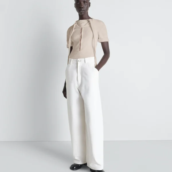 Lemaire Fitted Henley in Jersey - Tops - Parisian Minimalist Luxury at Coveti