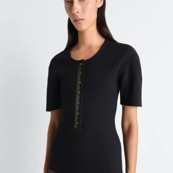 Lemaire Fitted Henley in Jersey - Tops - Parisian Minimalist Luxury at Coveti