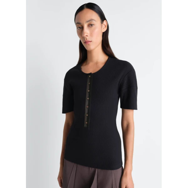 Lemaire Fitted Henley in Jersey Top, view 2