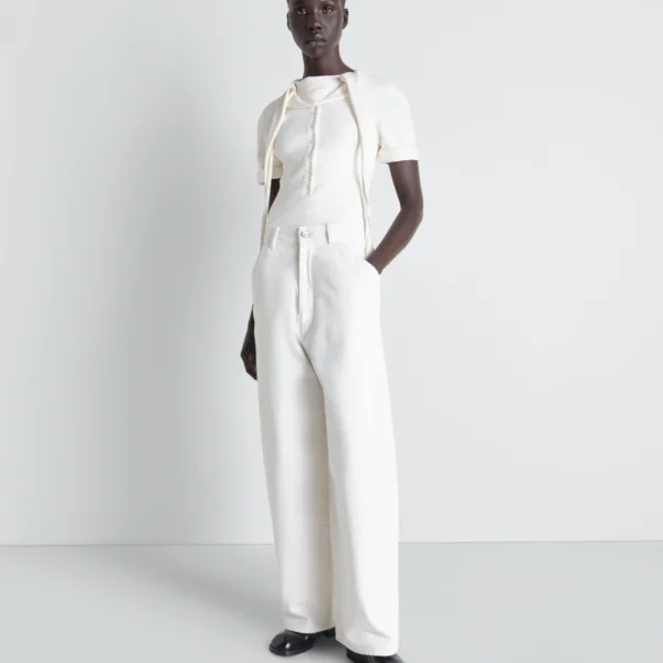 Lemaire Fitted Henley in Jersey - Tops - Parisian Minimalist Luxury at Coveti