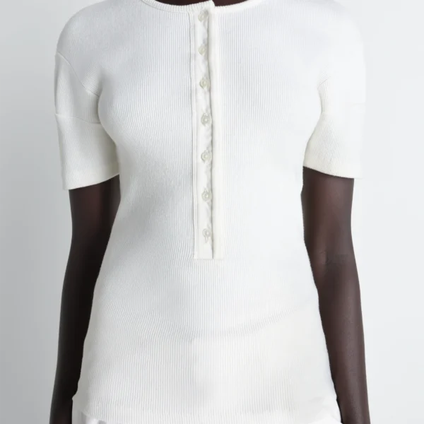 Lemaire Fitted Henley in Jersey - Tops - Parisian Minimalist Luxury at Coveti