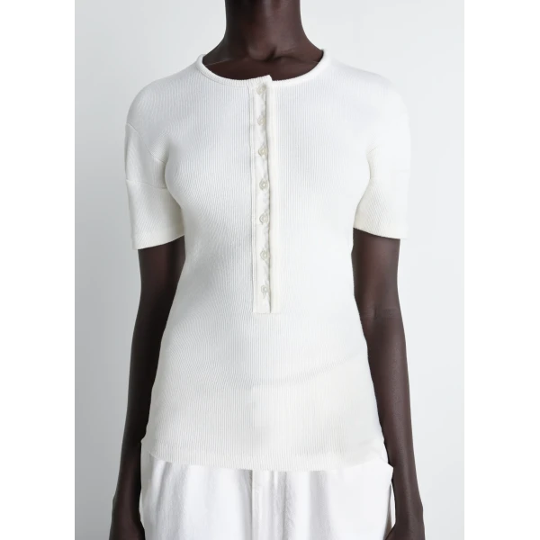 Lemaire Fitted Henley in Jersey Top, view 4