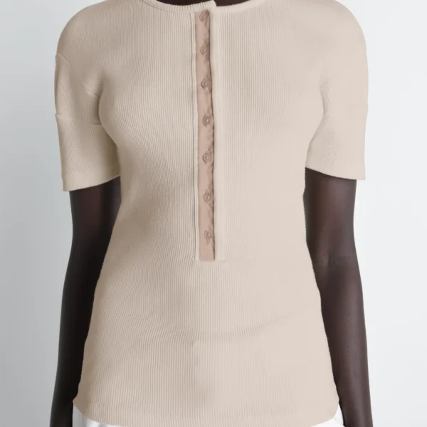 Lemaire Fitted Henley in Jersey - Tops - Parisian Minimalist Luxury at Coveti