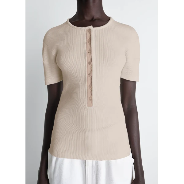 Lemaire Fitted Henley in Jersey Top, view 4