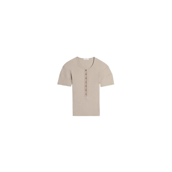 Lemaire Fitted Henley in Jersey - Tops - Parisian Minimalist Luxury at Coveti