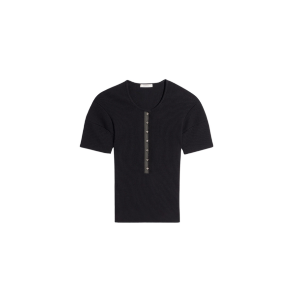 Lemaire Fitted Henley in Jersey - Tops - Parisian Minimalist Luxury at Coveti