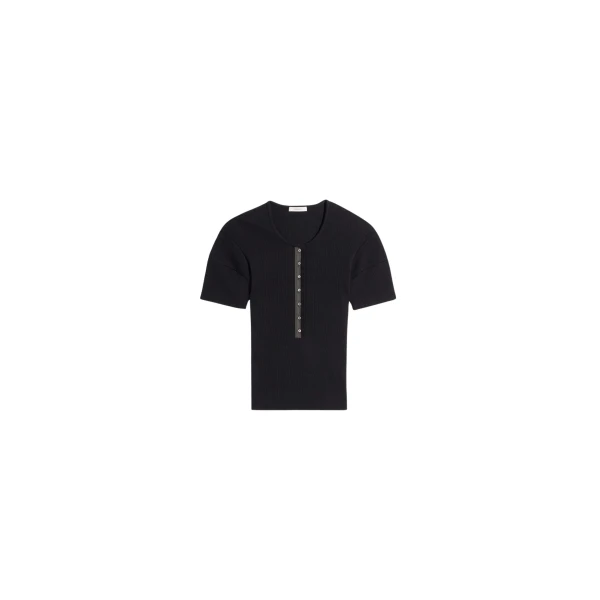 Lemaire Fitted Henley in Jersey - Tops - Parisian Minimalist Luxury at Coveti