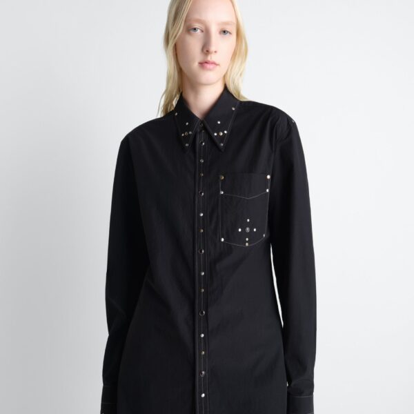 Lemaire Fitted Shirt with Studs in Crepe Cotton - Tops - Parisian Minimalist Luxury at Coveti