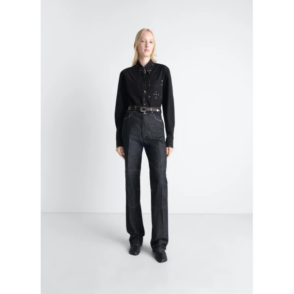 Lemaire Fitted Shirt with Studs in Crepe Cotton, view 4