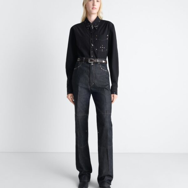 Lemaire Fitted Shirt with Studs in Crepe Cotton - Tops - Parisian Minimalist Luxury at Coveti