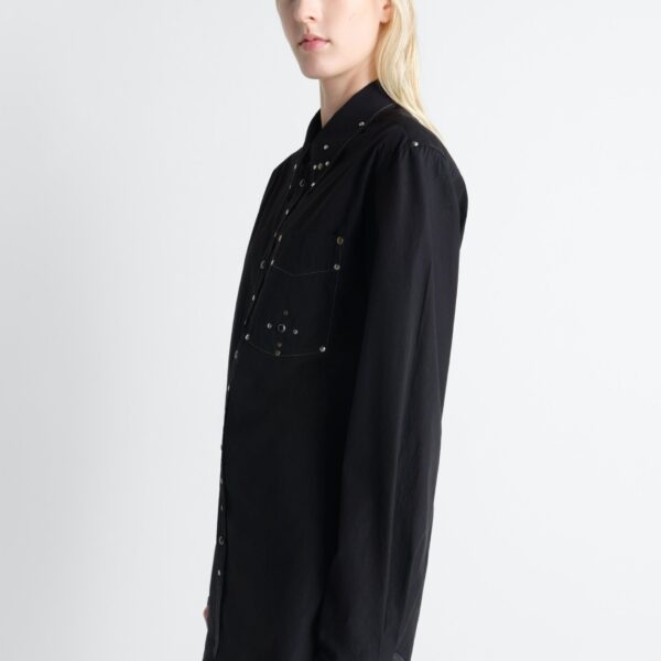 Lemaire Fitted Shirt with Studs in Crepe Cotton - Tops - Parisian Minimalist Luxury at Coveti