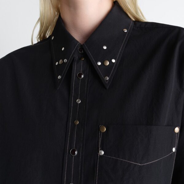 Lemaire Fitted Shirt with Studs in Crepe Cotton - Tops - Parisian Minimalist Luxury at Coveti
