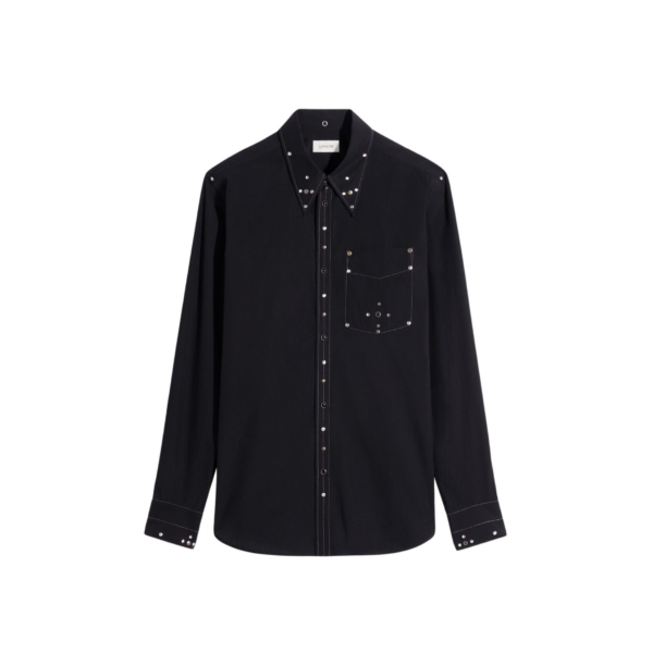 Lemaire Fitted Shirt with Studs in Crepe Cotton - Tops - Parisian Minimalist Luxury at Coveti