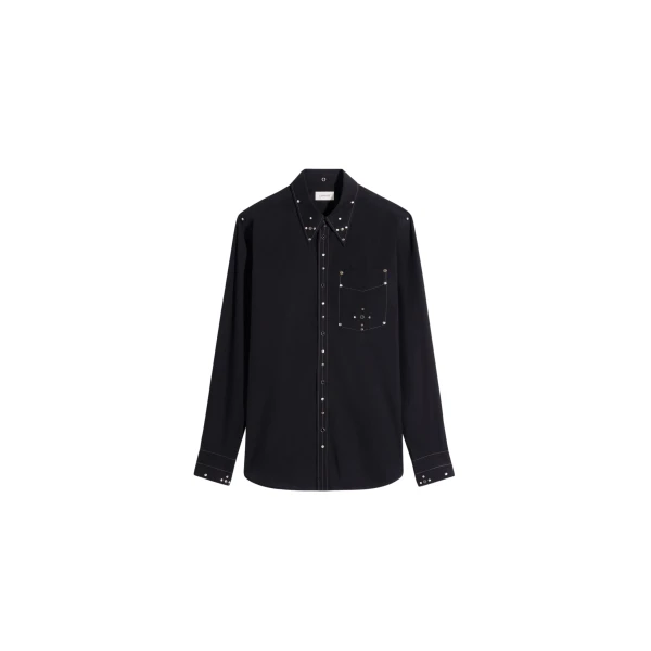 Lemaire Fitted Shirt with Studs in Crepe Cotton - Tops - Parisian Minimalist Luxury at Coveti