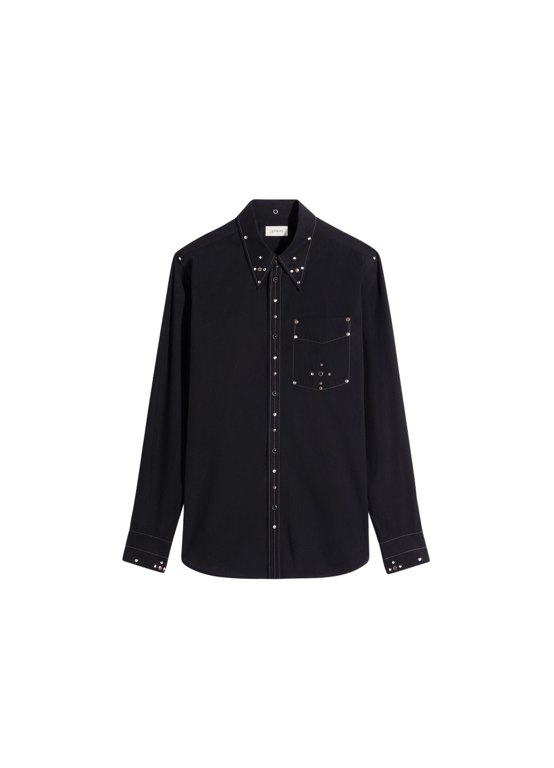Lemaire Fitted Shirt with Studs in Crepe Cotton