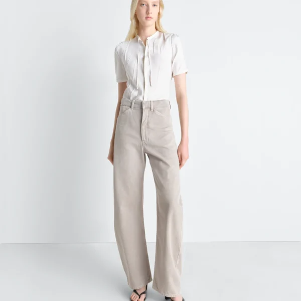 Lemaire High Waisted Curved Pants in Broken Twill - Pants - Parisian Minimalist Luxury at Coveti