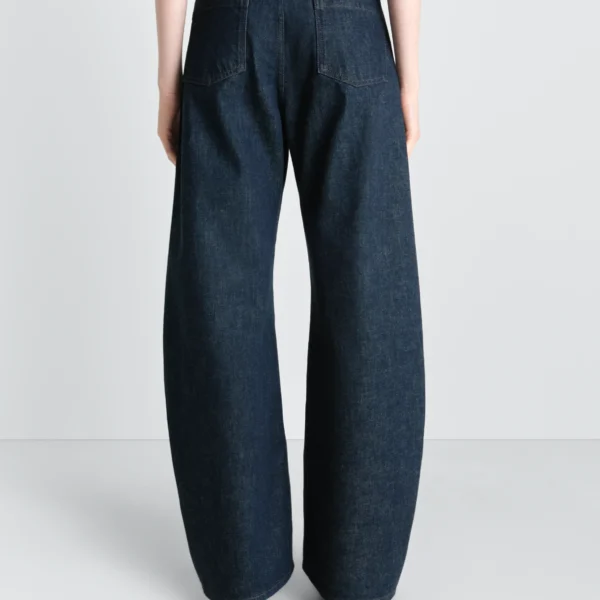 Lemaire High Waisted Curved Pants in Denim - Pants - Parisian Minimalist Luxury at Coveti