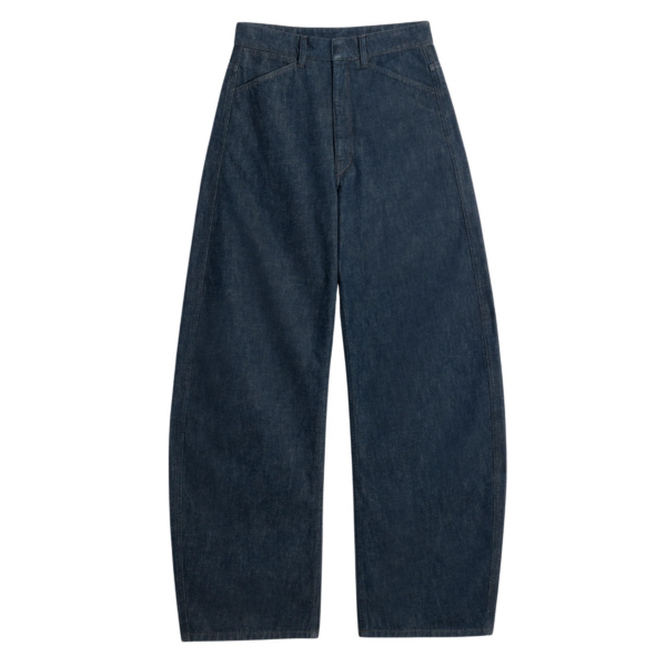 Lemaire High Waisted Curved Pants in Denim - Pants - Parisian Minimalist Luxury at Coveti