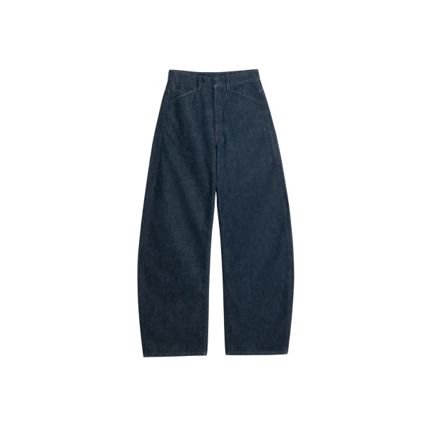 Lemaire High Waisted Curved Pants in Denim - Pants - Parisian Minimalist Luxury at Coveti