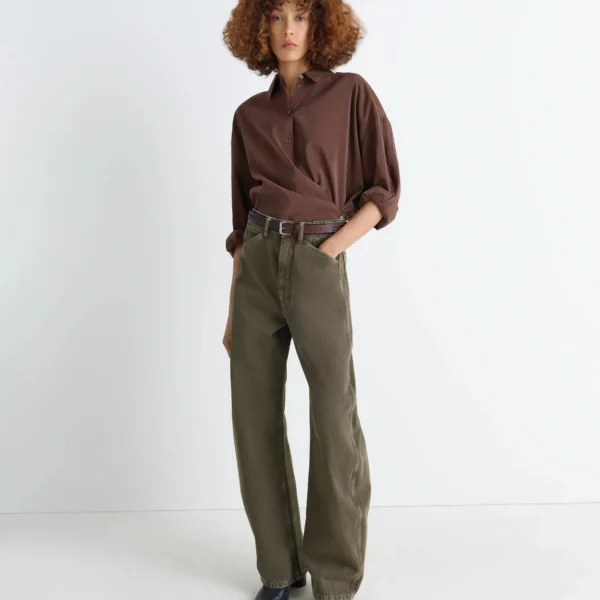 Lemaire High Waisted Curved Pants in Denim - Pants - Parisian Minimalist Luxury at Coveti