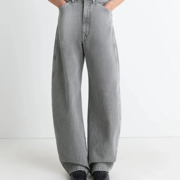 Lemaire High Waisted Curved Pants in Denim - Pants - Parisian Minimalist Luxury at Coveti