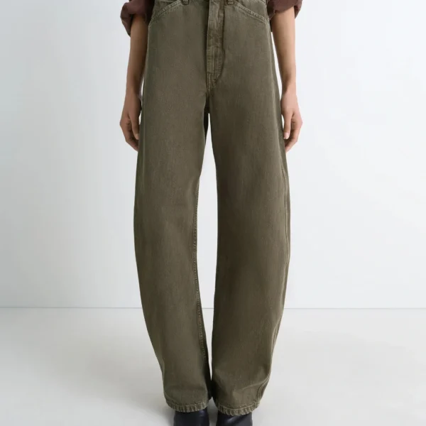 Lemaire High Waisted Curved Pants in Denim - Pants - Parisian Minimalist Luxury at Coveti