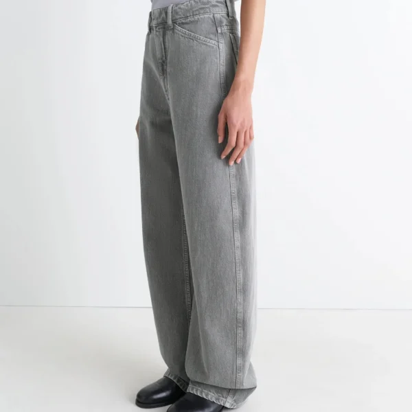Lemaire High Waisted Curved Pants in Denim - Pants - Parisian Minimalist Luxury at Coveti