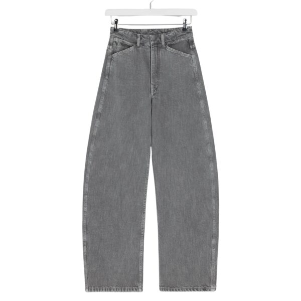 Lemaire High Waisted Curved Pants in Denim - Pants - Parisian Minimalist Luxury at Coveti