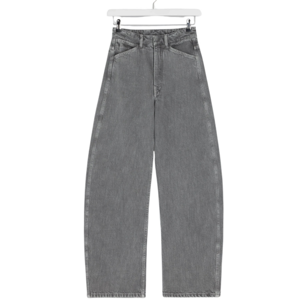 Lemaire High Waisted Curved Pants in Denim - Pants - Parisian Minimalist Luxury at Coveti