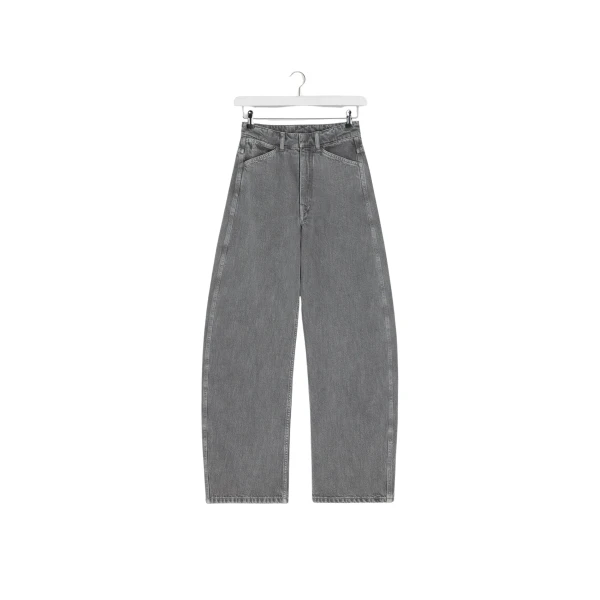 Lemaire High Waisted Curved Pants in Denim - Pants - Parisian Minimalist Luxury at Coveti