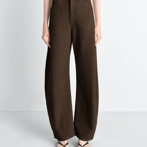 Lemaire High Waisted Curved Pants in Dyed Heavy Broken Twill - Pants - Parisian Minimalist Luxury at Coveti