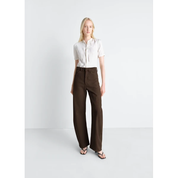Lemaire High Waisted Curved Pants in Dyed Heavy Broken Twill, view 4