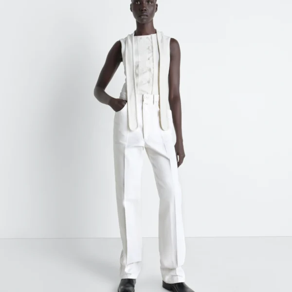 Lemaire High Waisted Straight Pants in Denim - Pants - Parisian Minimalist Luxury at Coveti