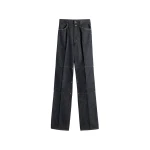 Lemaire High Waisted Straight Pants with Studs in Denim - Pants - Parisian Minimalist Luxury at Coveti