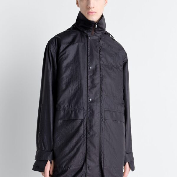Lemaire Hooded Raincoat in Light Nylon - Coats - Parisian Minimalist Luxury at Coveti