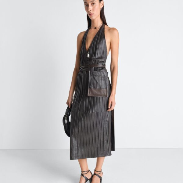 Lemaire Leather Apron Dress in Crinkle Lamb Leather - Dresses - Parisian Minimalist Luxury at Coveti