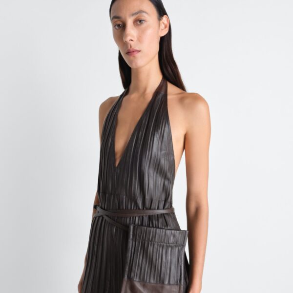 Lemaire Leather Apron Dress in Crinkle Lamb Leather - Dresses - Parisian Minimalist Luxury at Coveti