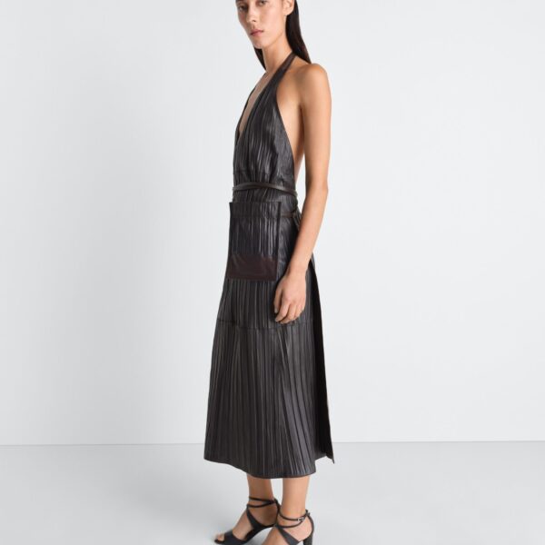 Lemaire Leather Apron Dress in Crinkle Lamb Leather - Dresses - Parisian Minimalist Luxury at Coveti