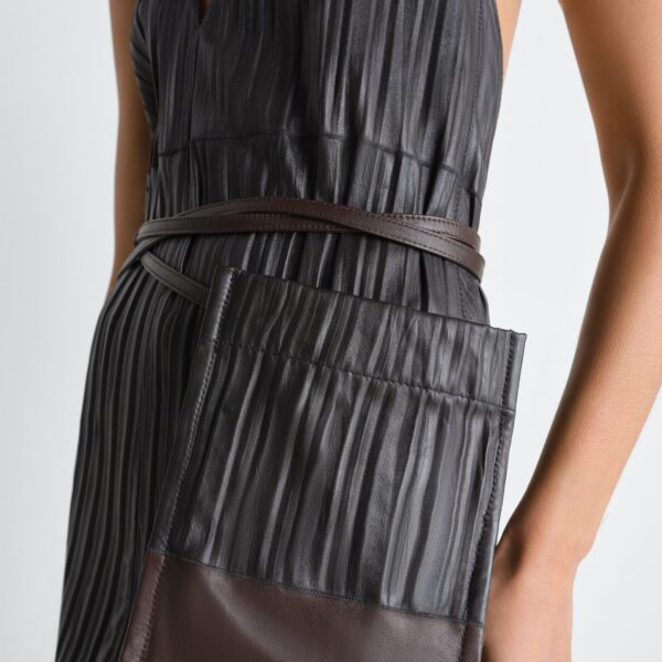Lemaire Leather Apron Dress in Crinkle Lamb Leather - Dresses - Parisian Minimalist Luxury at Coveti