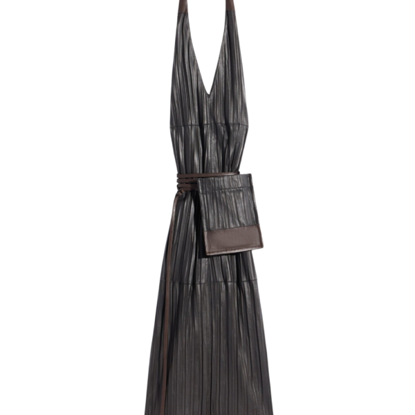 Lemaire Leather Apron Dress in Crinkle Lamb Leather - Dresses - Parisian Minimalist Luxury at Coveti